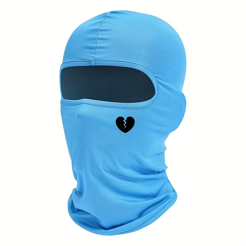 1pc Unisex And Windproof Solid Raw Decor Fashion Balaclava Hat With Heart Broken Pattern, Autumn And Winter Warm Ski Cold Hat For Men And Women, Ideal Choice For Gifts araiparadise