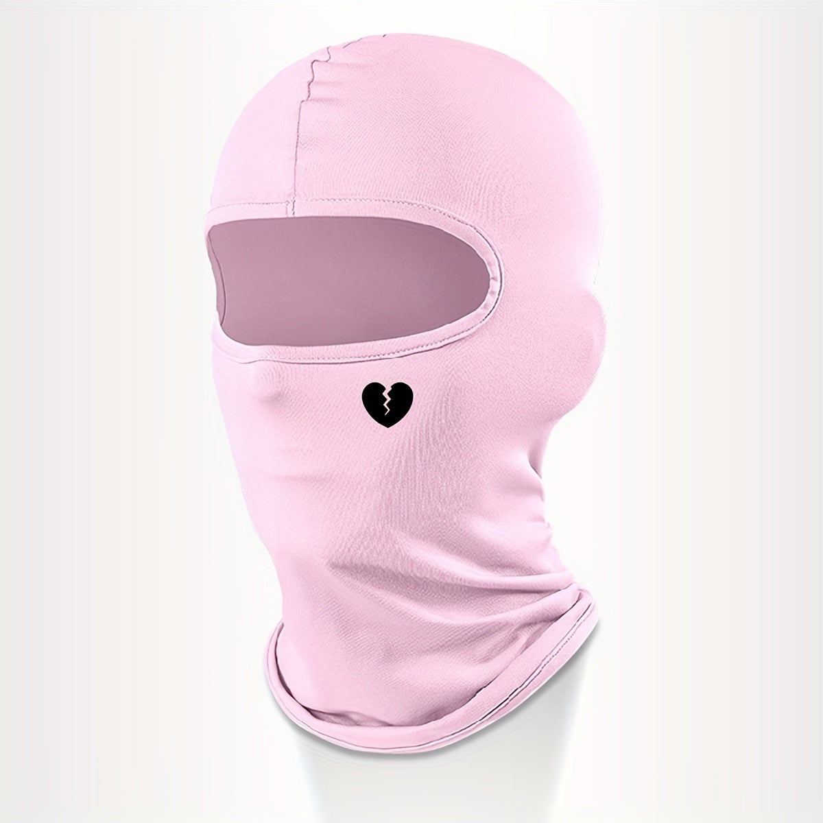 1pc Unisex And Windproof Solid Raw Decor Fashion Balaclava Hat With Heart Broken Pattern, Autumn And Winter Warm Ski Cold Hat For Men And Women, Ideal Choice For Gifts araiparadise