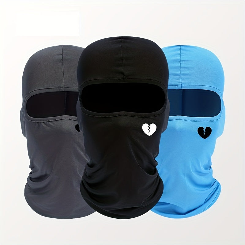 1pc Unisex And Windproof Solid Raw Decor Fashion Balaclava Hat With Heart Broken Pattern, Autumn And Winter Warm Ski Cold Hat For Men And Women, Ideal Choice For Gifts araiparadise