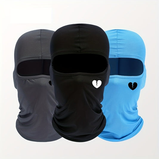 1pc Unisex And Windproof Solid Raw Decor Fashion Balaclava Hat With Heart Broken Pattern, Autumn And Winter Warm Ski Cold Hat For Men And Women, Ideal Choice For Gifts araiparadise